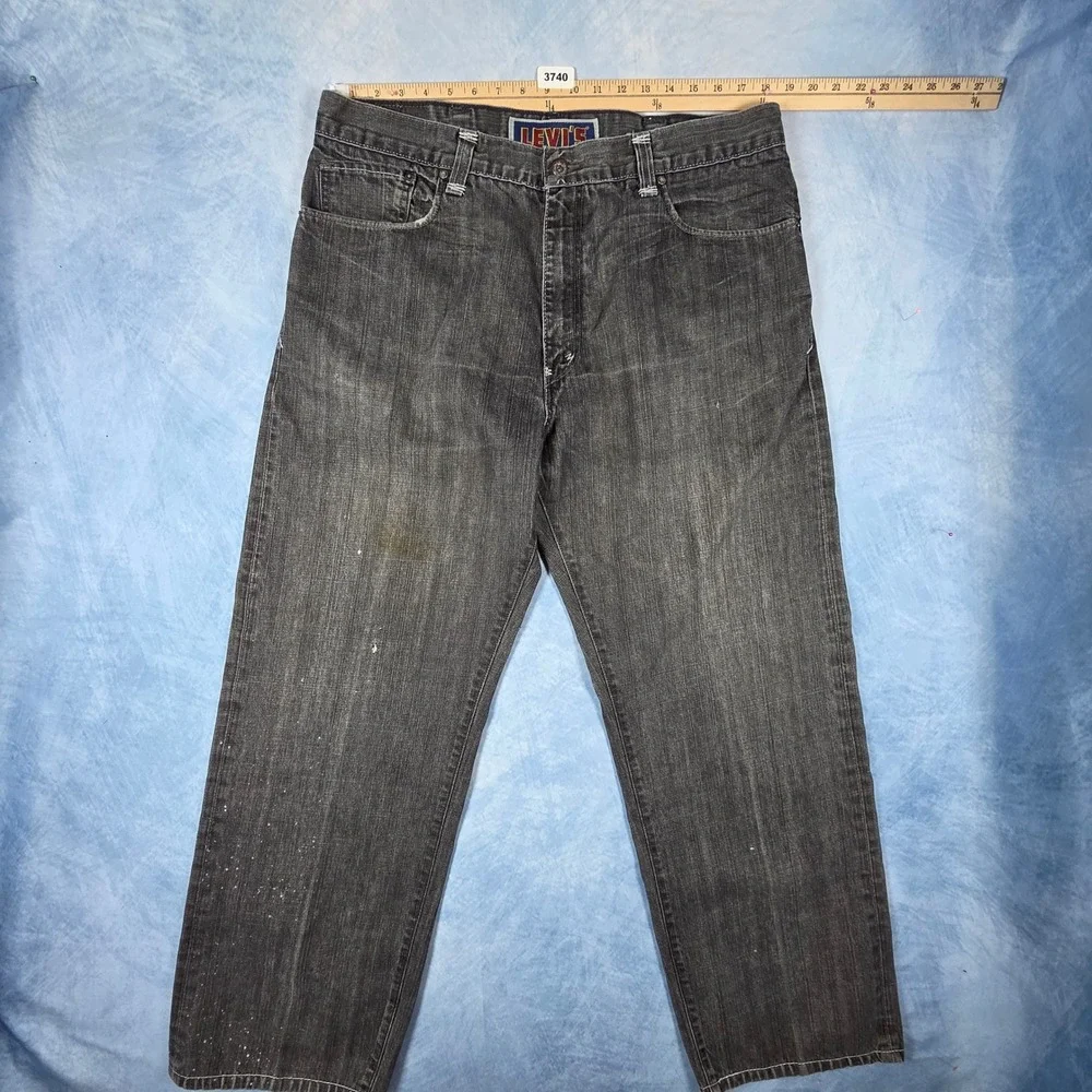Vintage Y2K Levis 569 Loose Straight Jeans Mens 38x32 Black Faded